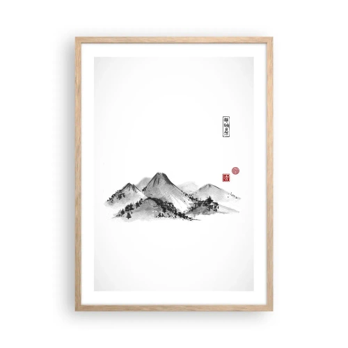 Plakat i ramme af lyst egetræ - Langt væk - 50x70 cm