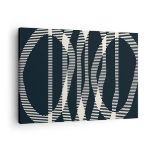 Lærredstryk - Billede på lærred - Geometriske linjer i lyse nuancer på en mørk baggrund - 70x50cm - Forsøg på at bryde igennem mørket - Moderne vægdekoration til stue og soveværelse ARTTOR