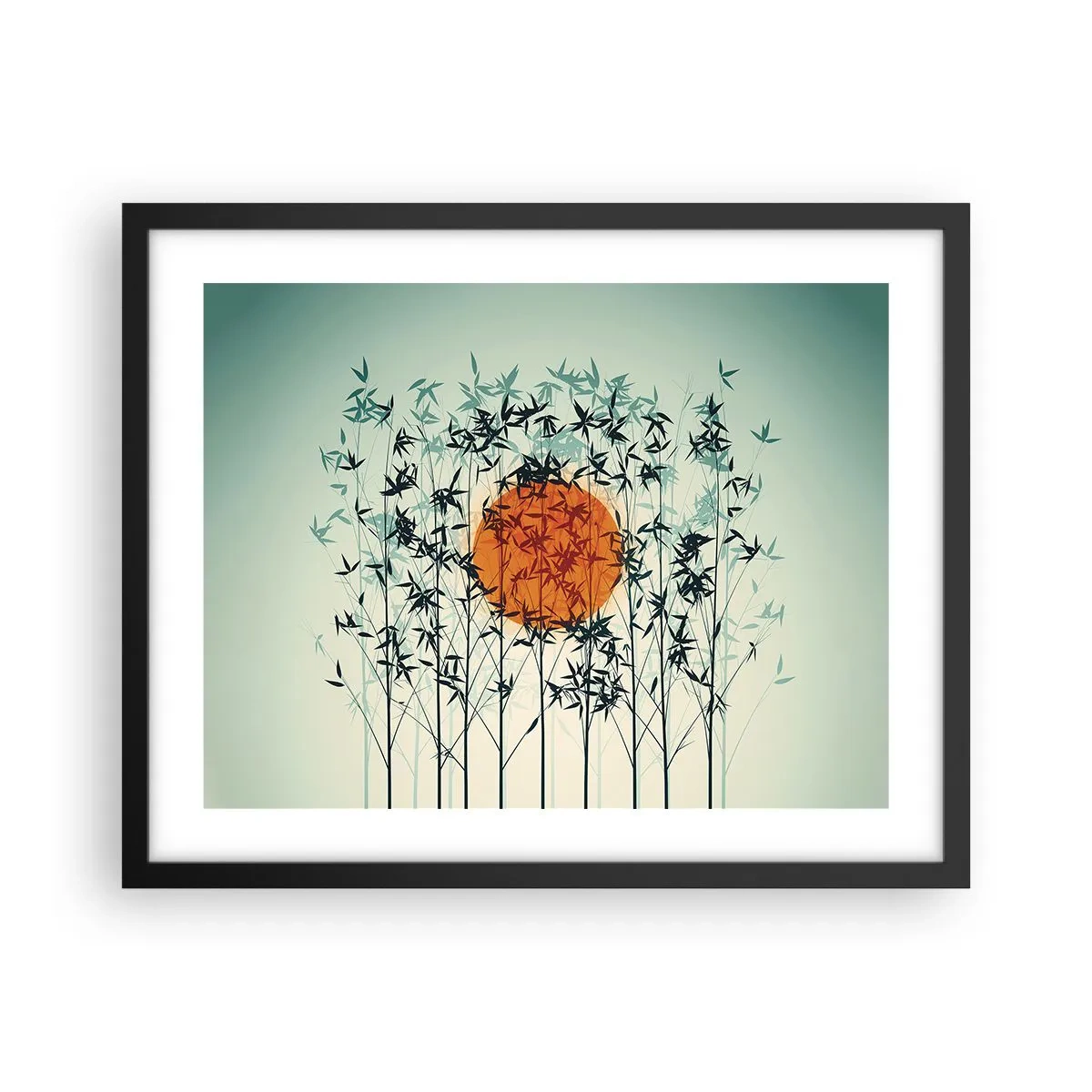 Plakat i sort ramme - Japansk sol - 50x40 cm