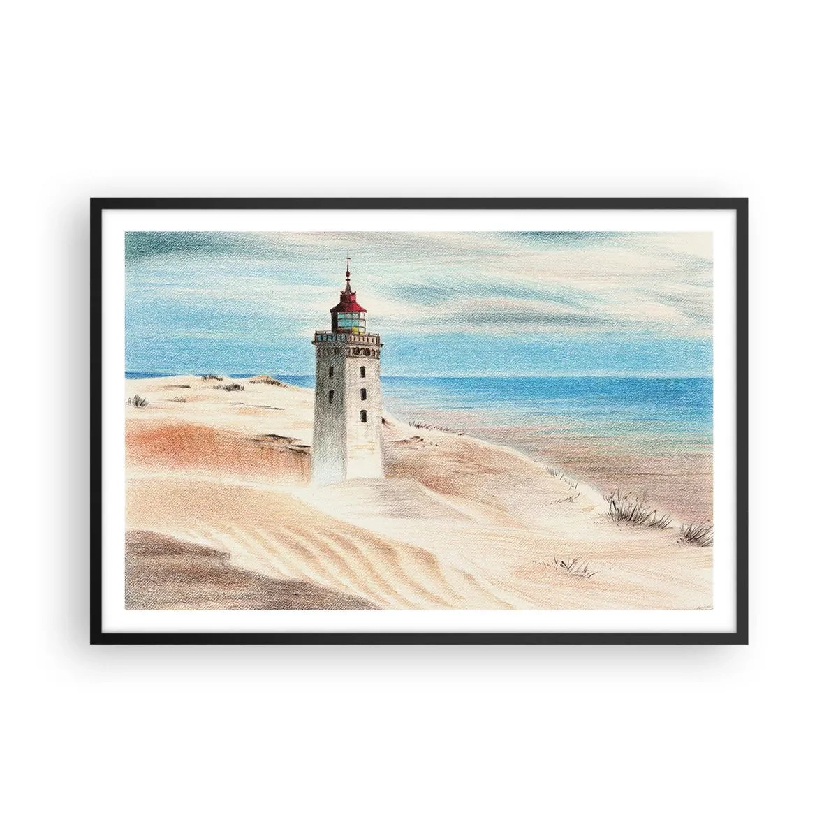 Plakat i sort ramme - Altid med blikket rettet mod havet - 91x61 cm