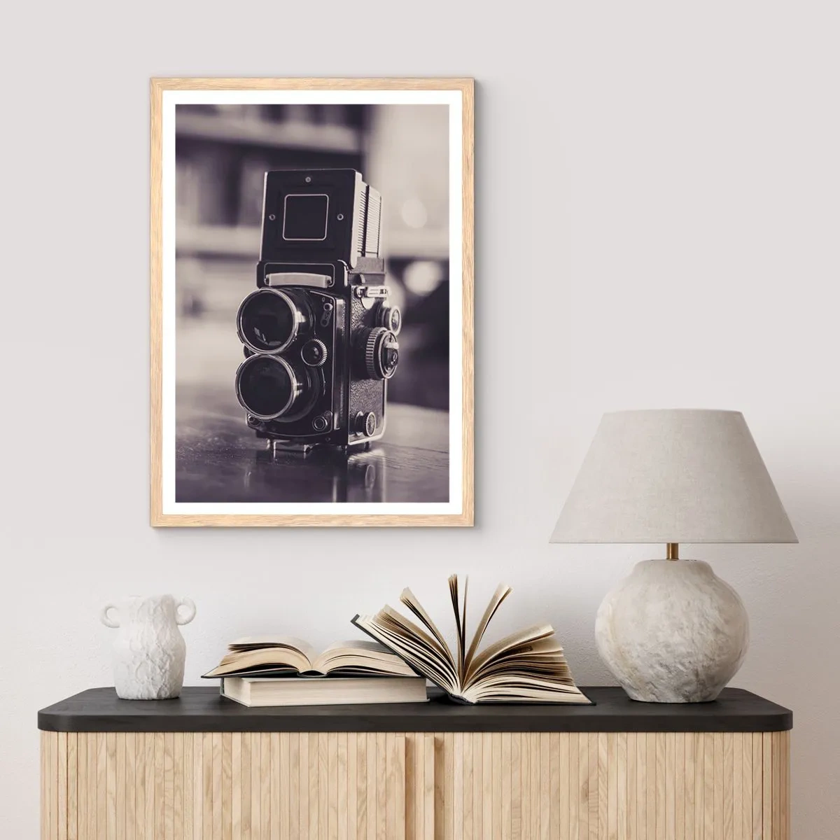 Plakat i ramme af lyst egetræ - Magien i et gammelt fotografi - 30x40 cm