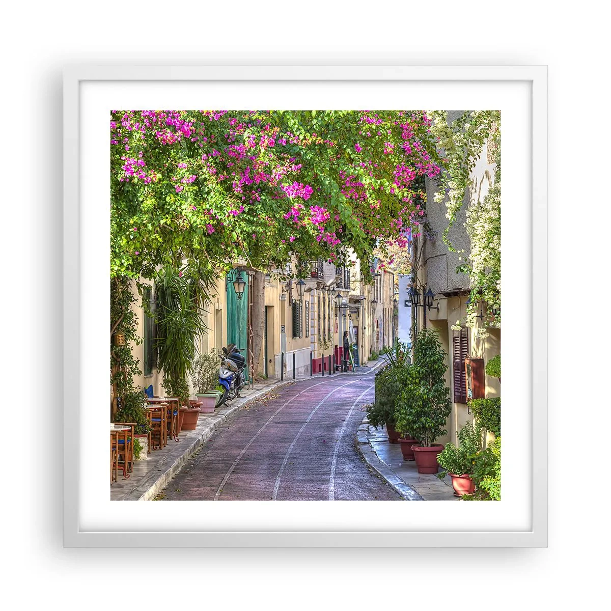 Plakat i hvid ramme - En blomstrende gyde - 50x50 cm