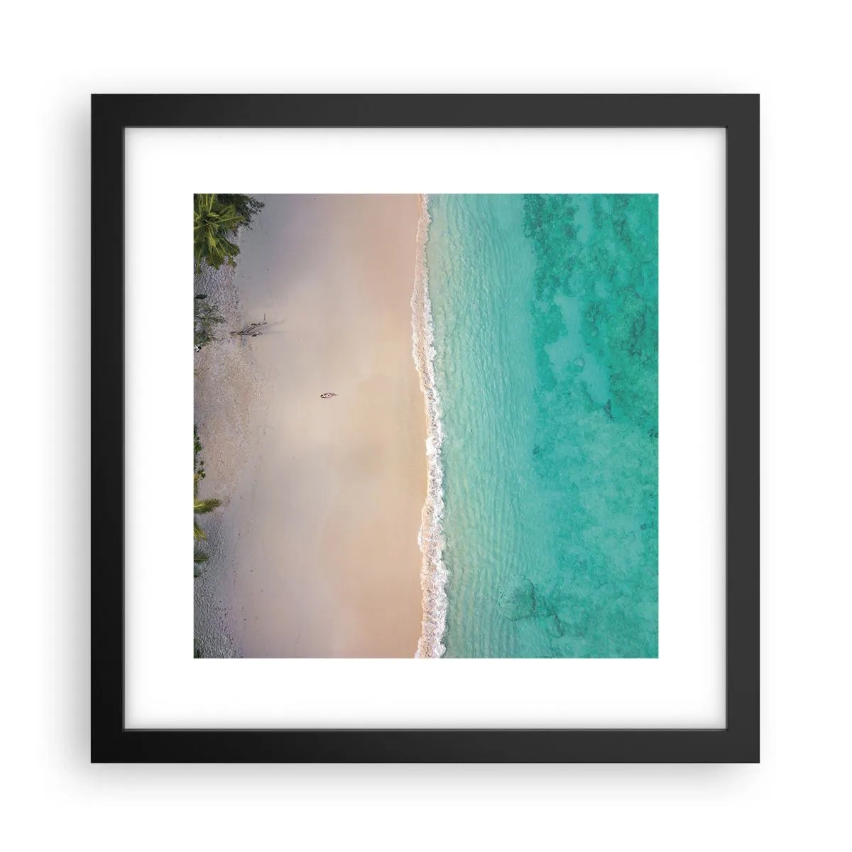 Plakat i sort ramme - Paradis strand - 30x30 cm