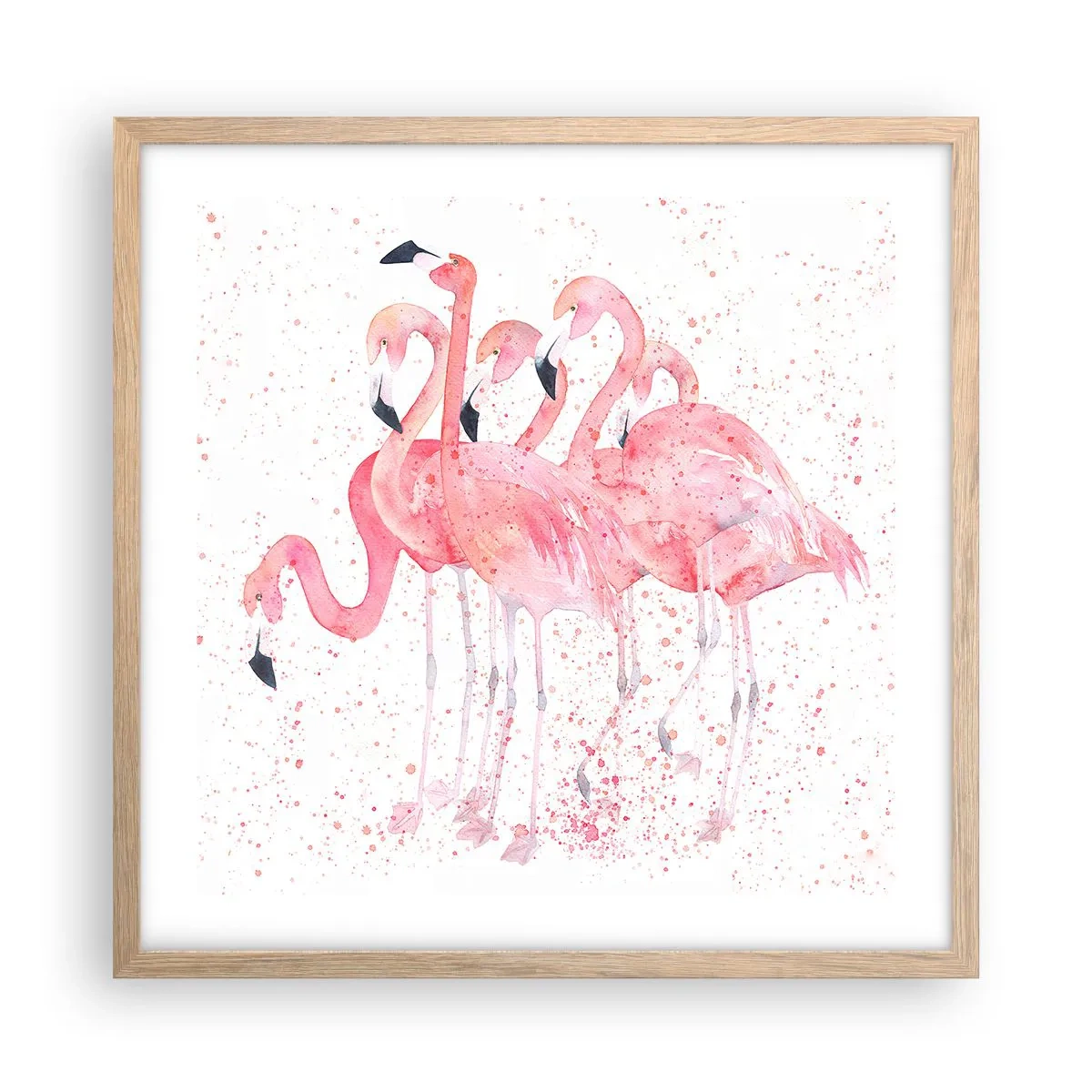 Plakat i ramme af lyst egetræ - Lyserød ansambl - 50x50 cm