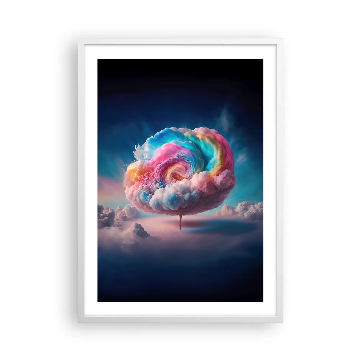 Plakat i hvid ramme - En drøm om en forlystelsespark - 50x70 cm