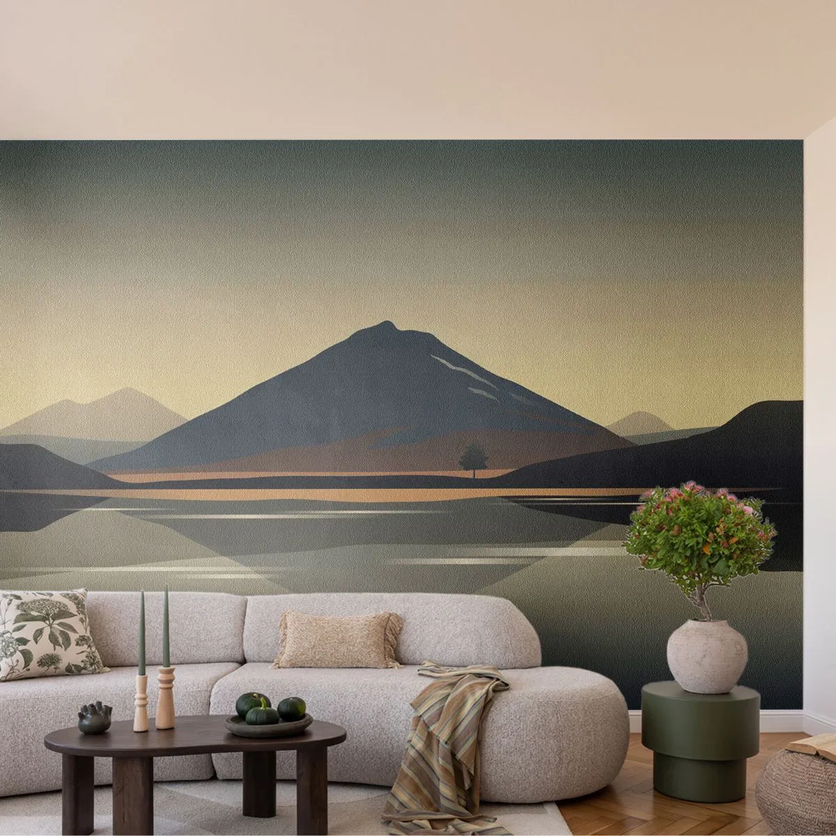 Fototapet Premium Canvas - Spejlrefleksion - Isbjerg, Stykke, Landskab - 300x210 cm