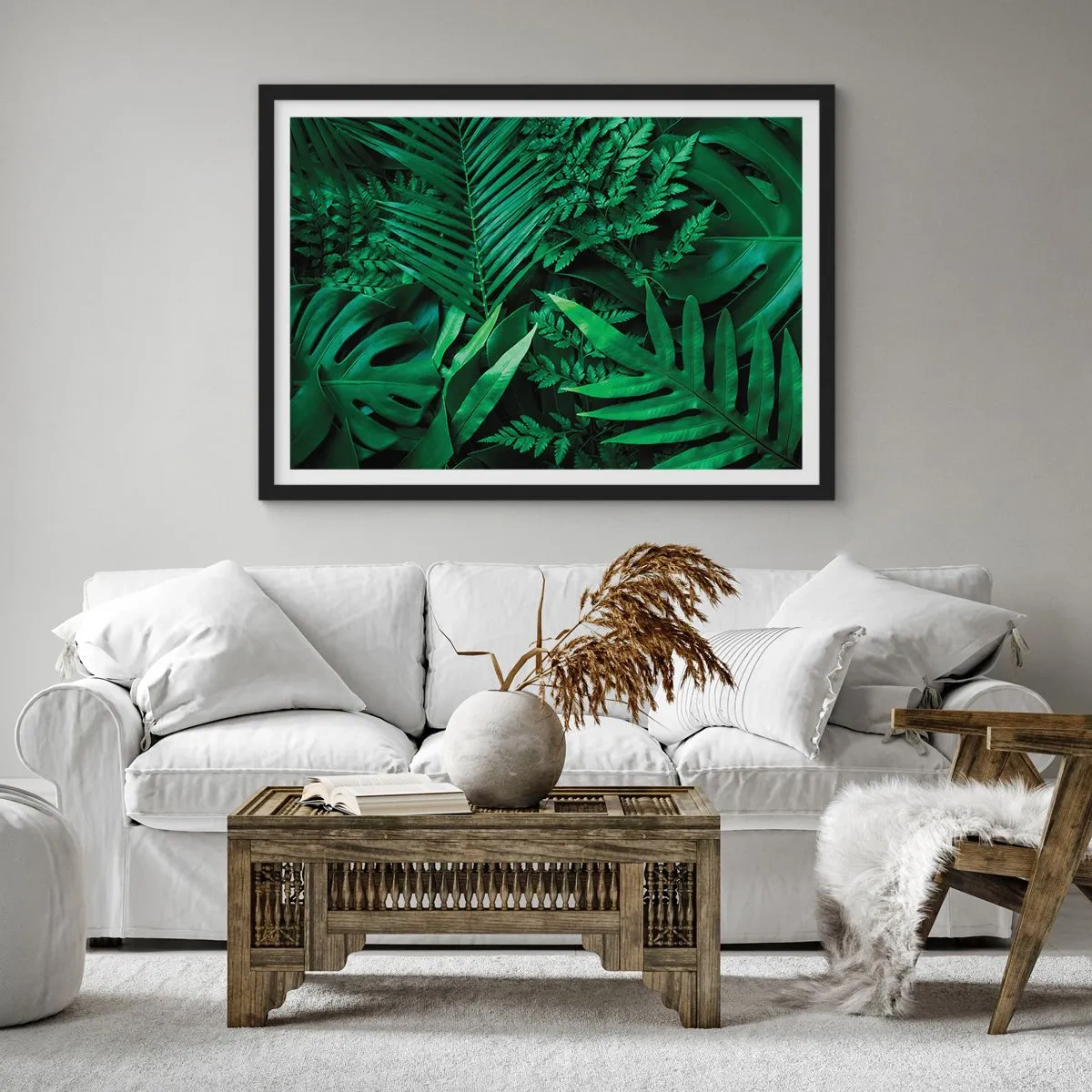 Plakat i sort ramme - Kranset i grønt - 70x50 cm