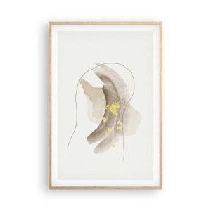 Plakat i ramme af lyst egetræ - Mødt i rummet - 61x91 cm