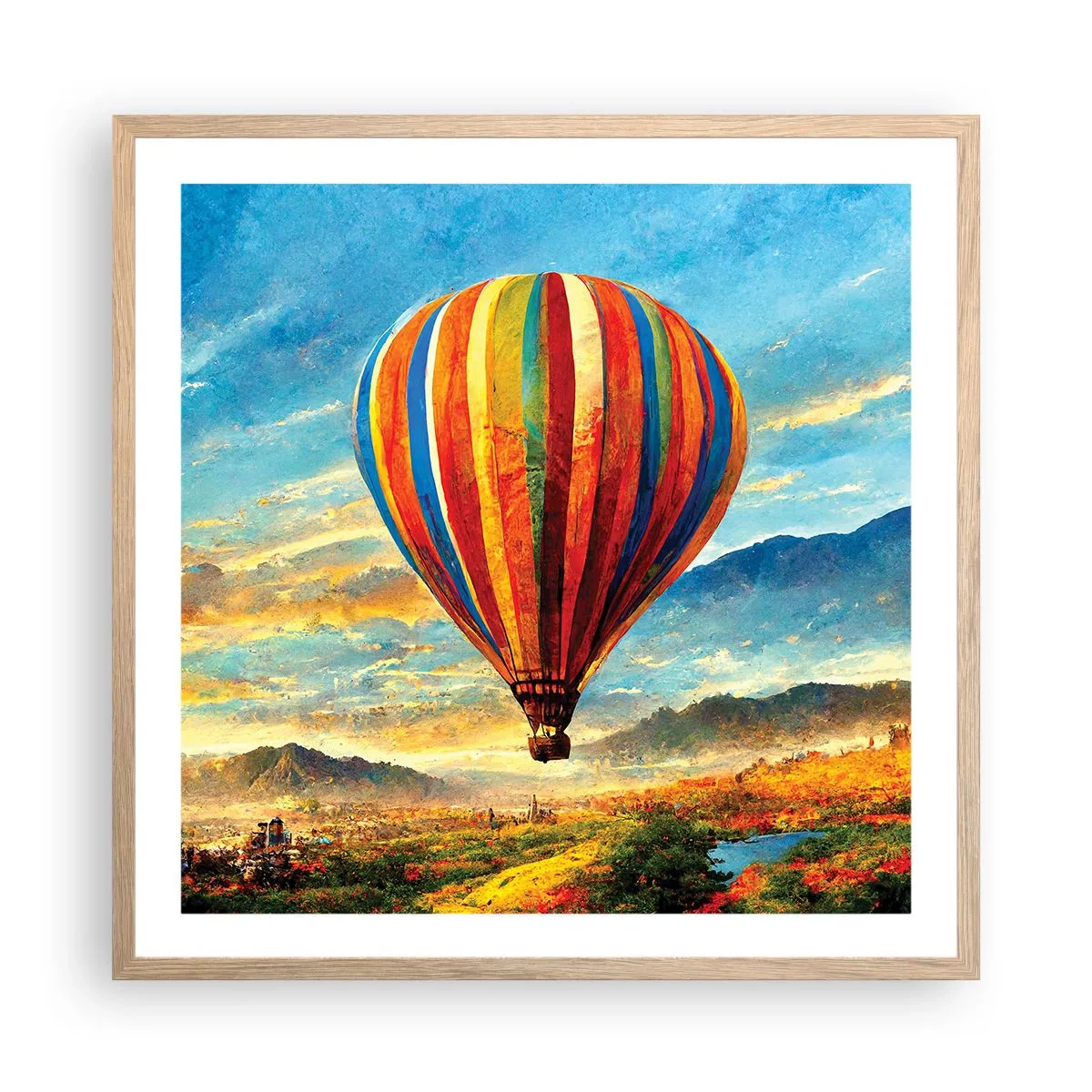 Plakat i ramme af lyst egetræ - I stilhed kan du se mere - 60x60 cm