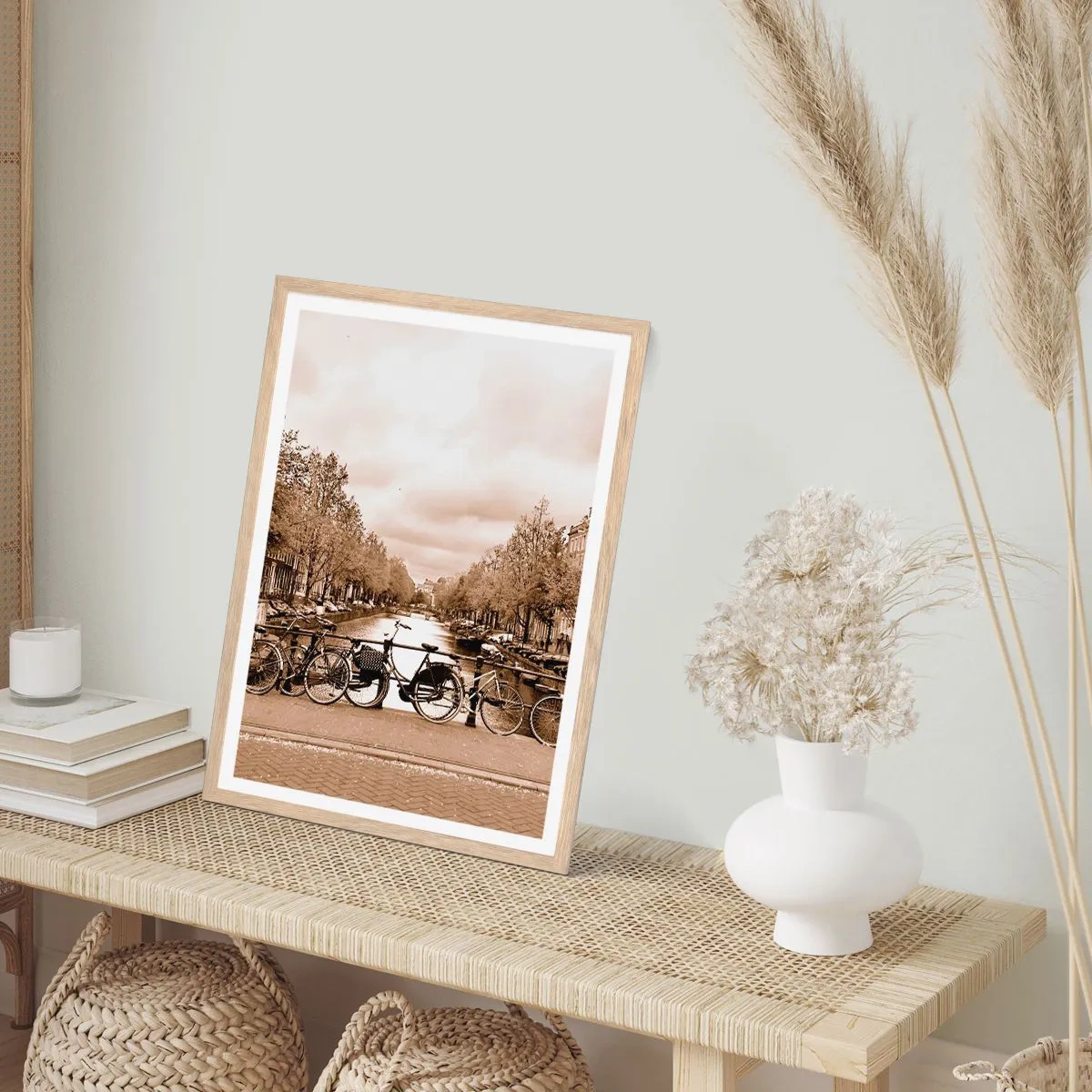 Plakat i ramme af lyst egetræ - Hollandsk atmosfære - 61x91 cm