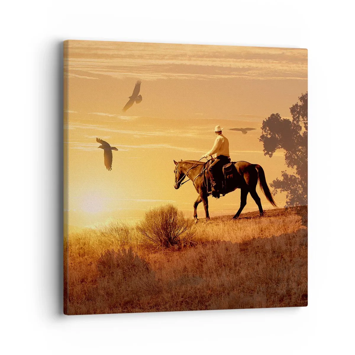 Lærredstryk - Billede på lærred - Alene på tværs af prærien - 40x40 cm