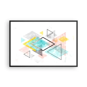 Plakat i sort ramme - Geometrisk leg - 91x61 cm