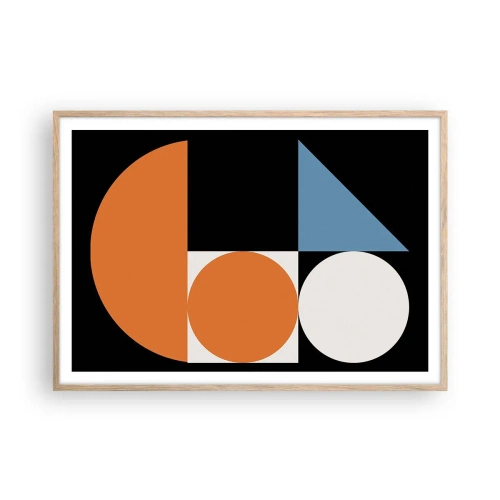 Plakat i ramme af lyst egetræ - System til figurer - 100x70 cm