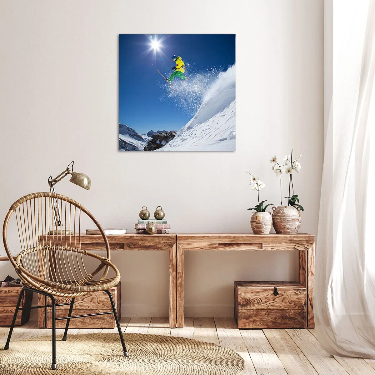 Lærredstryk - Billede på lærred - Danser med bjergene - 50x50 cm