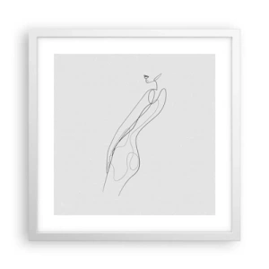 Plakat i hvid ramme - Næppe et løfte - 40x40 cm