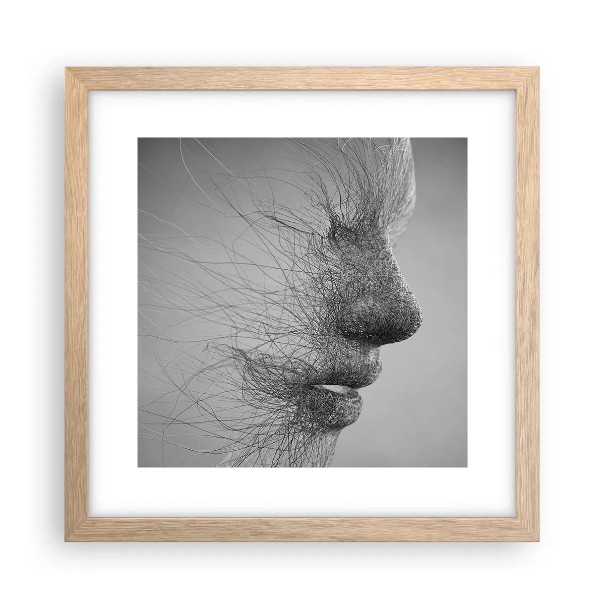 Plakat i ramme af lyst egetræ - Vindens ånd - 30x30 cm