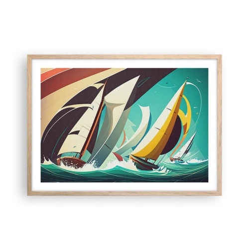 Plakat i ramme af lyst egetræ - Tæt på og personligt med elementerne - 70x50 cm