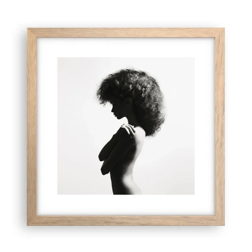 Plakat i ramme af lyst egetræ - Som en blomst på en slank stilk - 30x30 cm