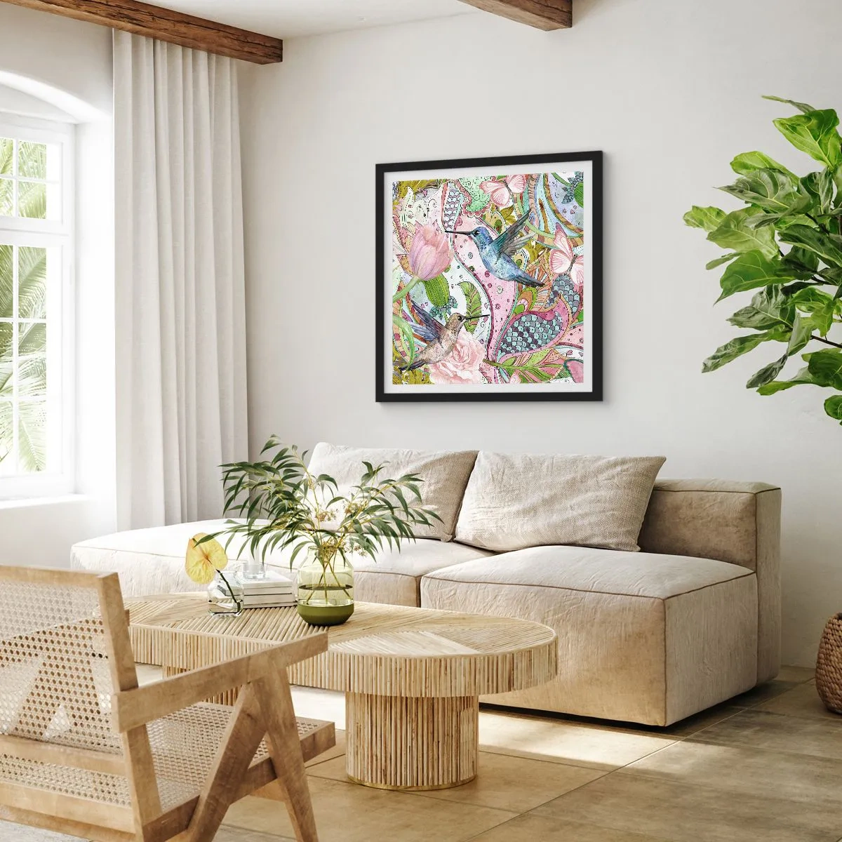 Plakat i sort ramme - Forviklet i vinstokkene - 60x60 cm