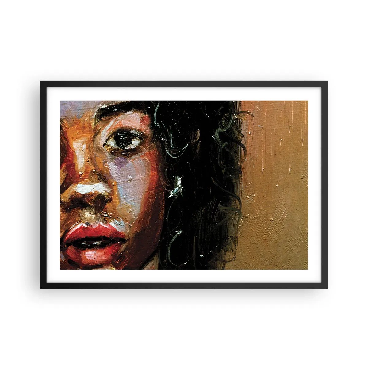 Plakat i sort ramme - Sort og glitter - 70x50 cm