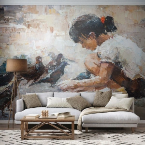 Fototapet Premium Canvas - De små og de sødeste - Pige, Squab, For børn - 400x280 cm