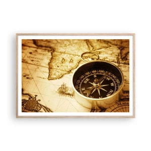 Plakat i ramme af lyst egetræ - Øst eller vest? - 100x70 cm