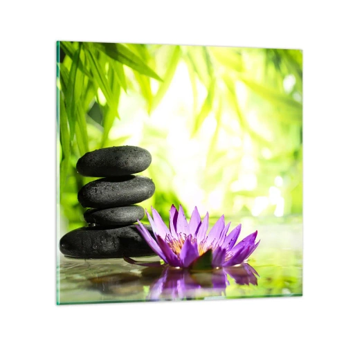 Billede på glas - I en bambushytte - 40x40 cm