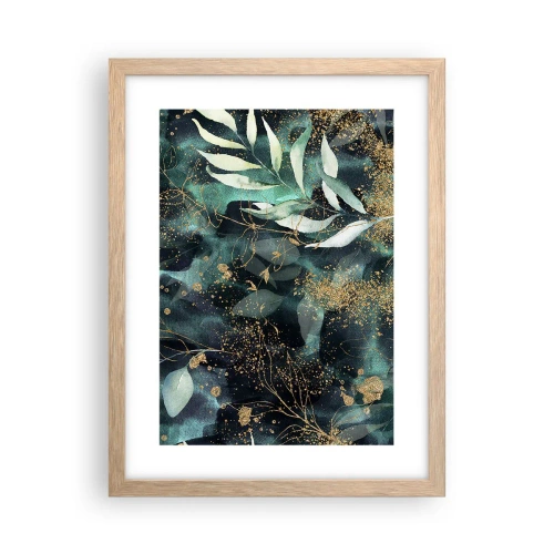Plakat i ramme af lyst egetræ - Fortryllet have - 30x40 cm