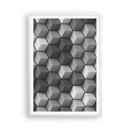 Plakat i hvid ramme - Kubistisk puslespil - 70x100 cm