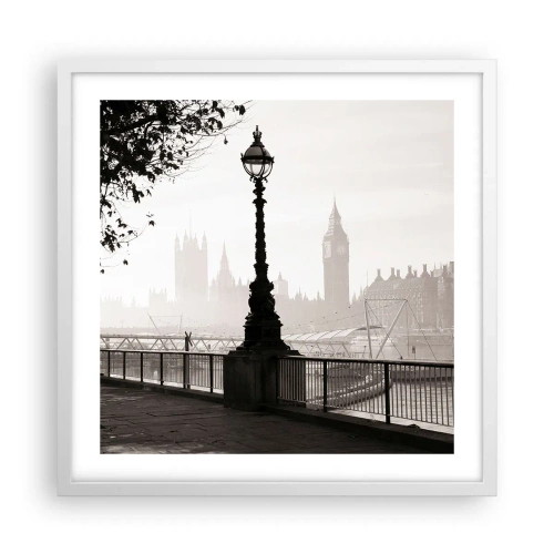 Plakat i hvid ramme - London morgen - 50x50 cm