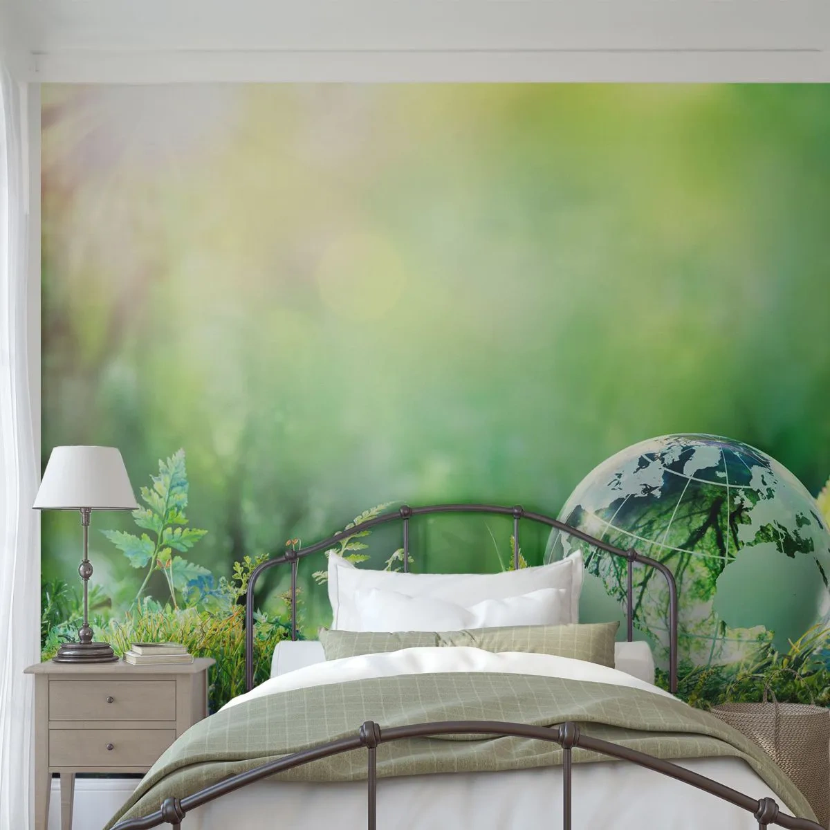 Fototapet Premium Sand - Grøn planet - Abstraktion, Bregne, Natur - 100x70 cm