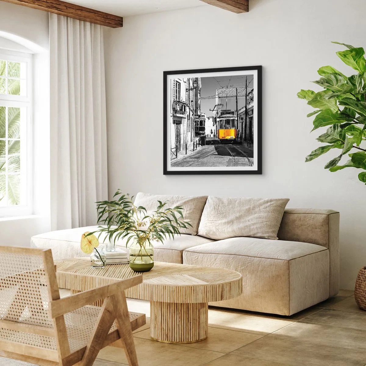 Plakat i sort ramme - Lissabons ånd - 40x40 cm