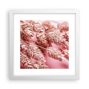 Plakat i hvid ramme - Blomsterkaskade i lyserødt - 30x30 cm