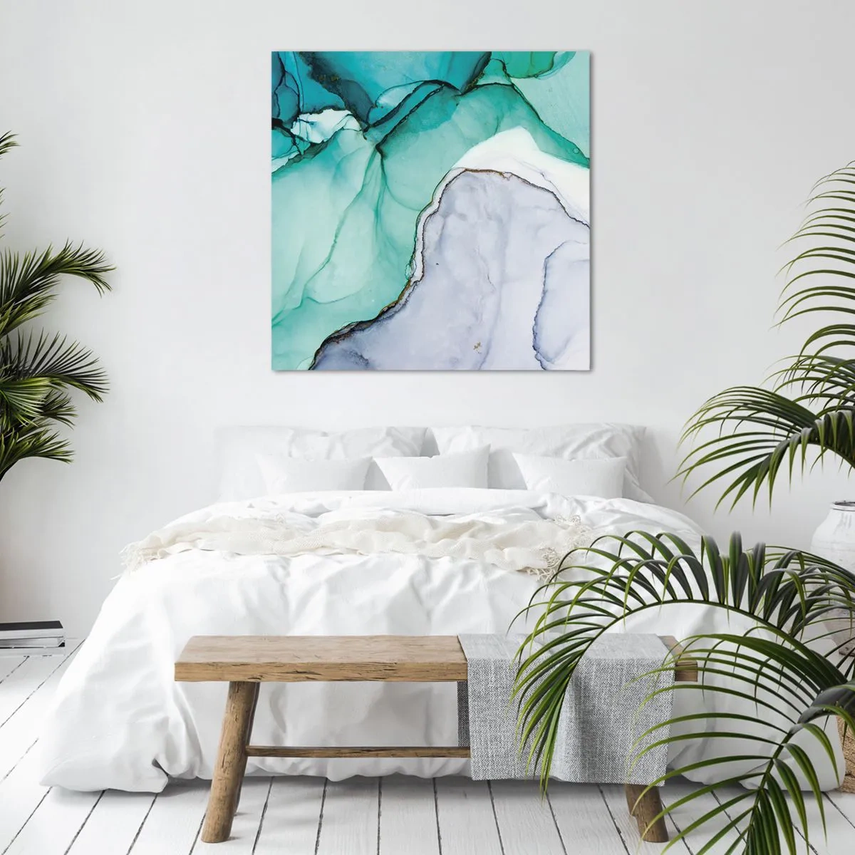 Lærredstryk - Billede på lærred - Undersøgelse i turkis - 60x60 cm