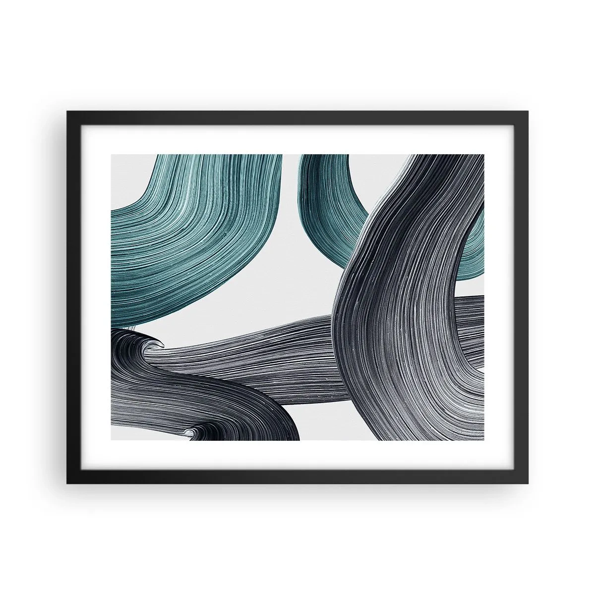 Plakat i sort ramme - Smaragdgrønne og sorte stier - 50x40 cm