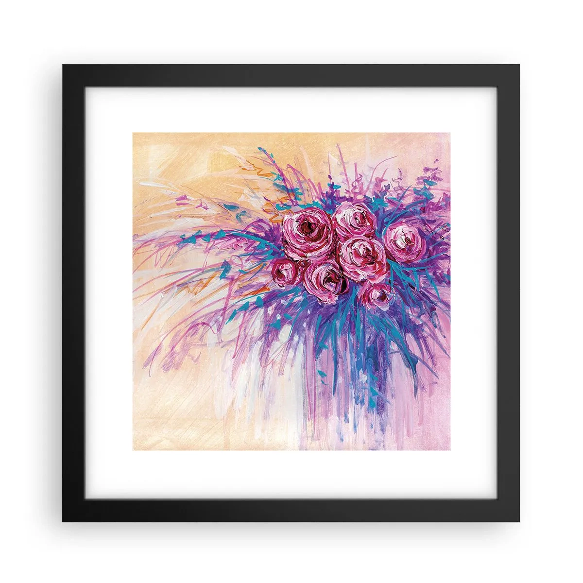 Plakat i sort ramme - Rose springvand - 30x30 cm