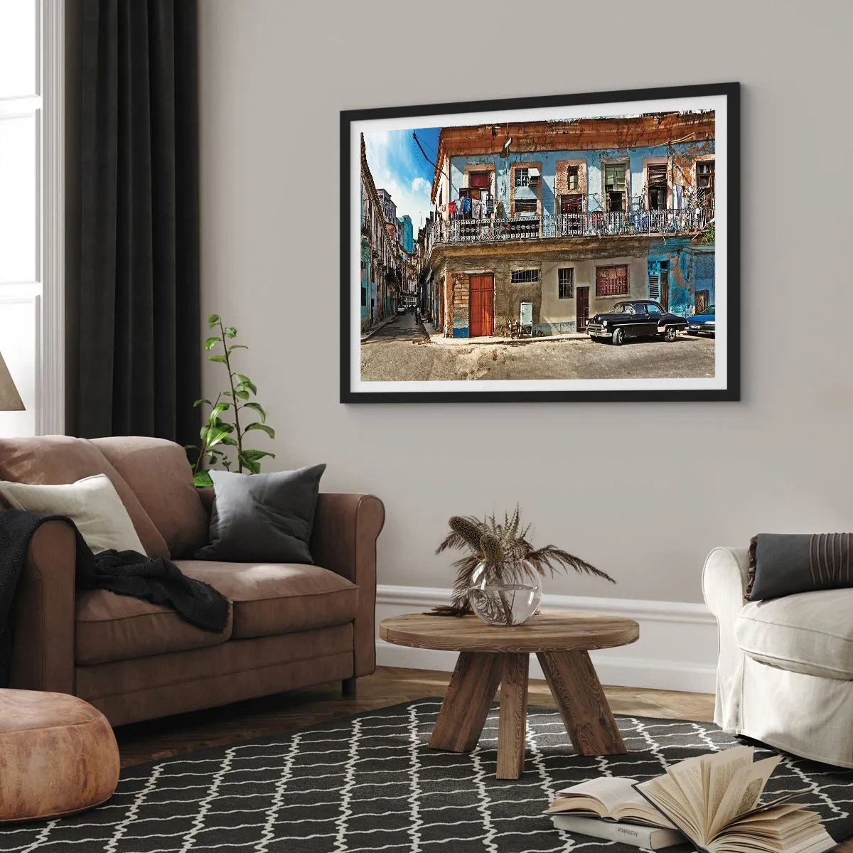 Plakat i sort ramme - Havana stemning - 100x70 cm