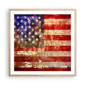 Plakat i ramme af lyst egetræ - Herlighed går ikke bort - 60x60 cm