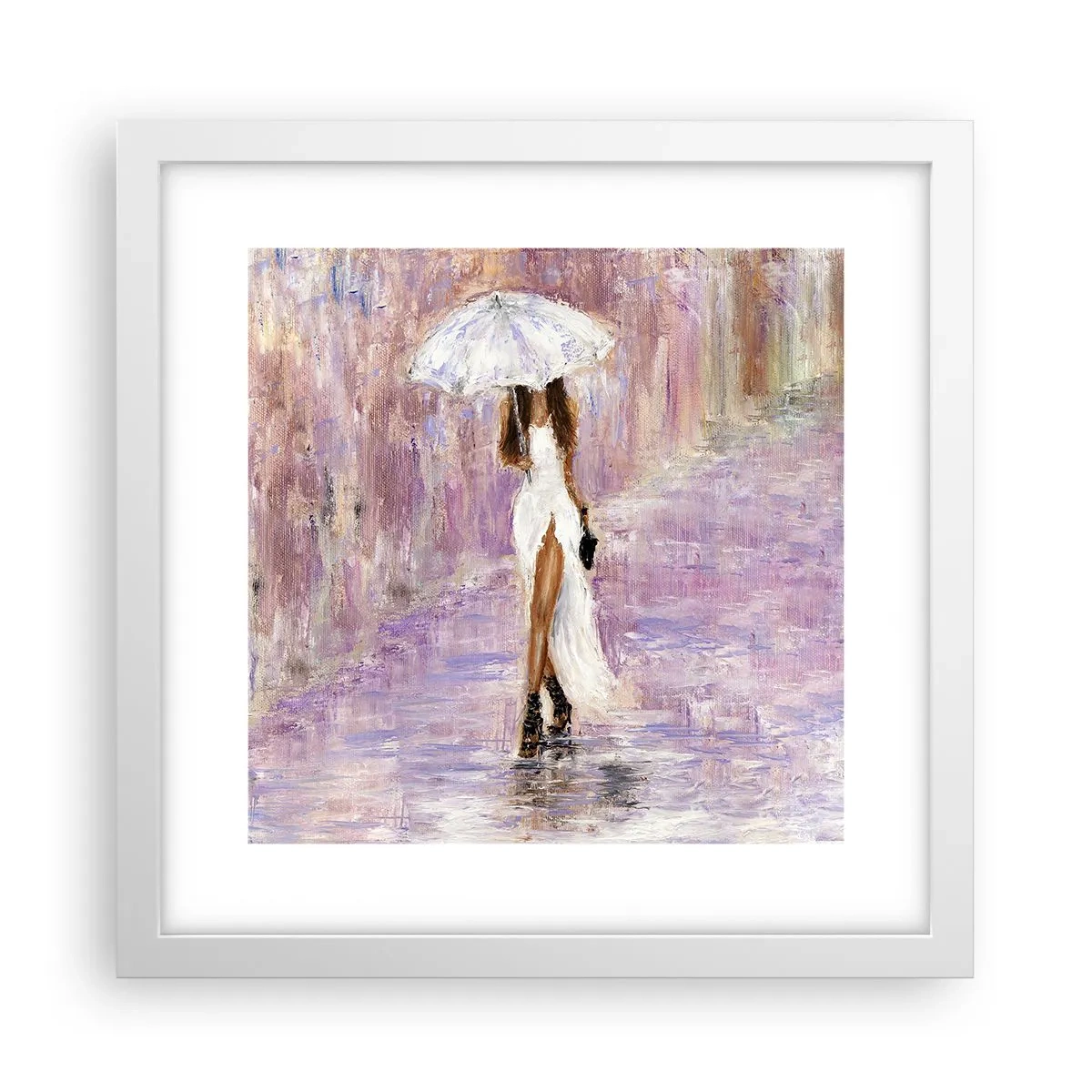 Plakat i hvid ramme - I den syrenrøde regn - 30x30 cm