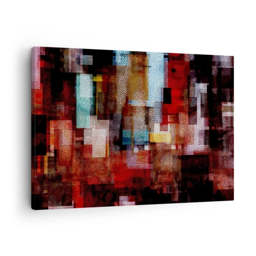 Lærredstryk - Billede på lærred - Geometrisk abstraktion i intense røde nuancer - 70x50cm - Forvirring med forvirring - Moderne vægdekoration til stue og soveværelse ARTTOR