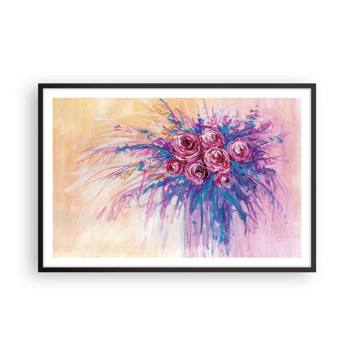 Plakat i sort ramme - Rose springvand - 91x61 cm