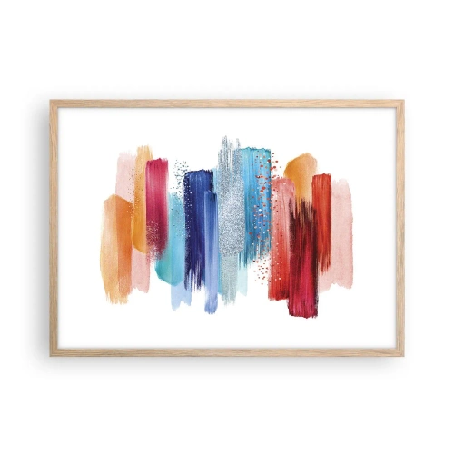 Plakat i ramme af lyst egetræ - Op og ned  - 70x50 cm