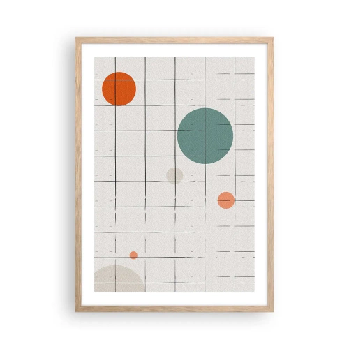 Plakat i ramme af lyst egetræ - Fanget i en fælde. Os eller dem? - 50x70 cm
