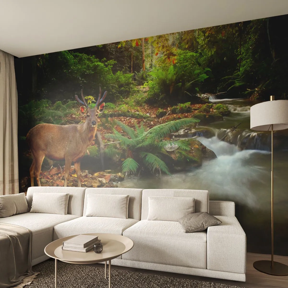 Fototapet Premium Sand - Velkommen til min verden - Landskab, Dyr, Hjort - 100x70 cm
