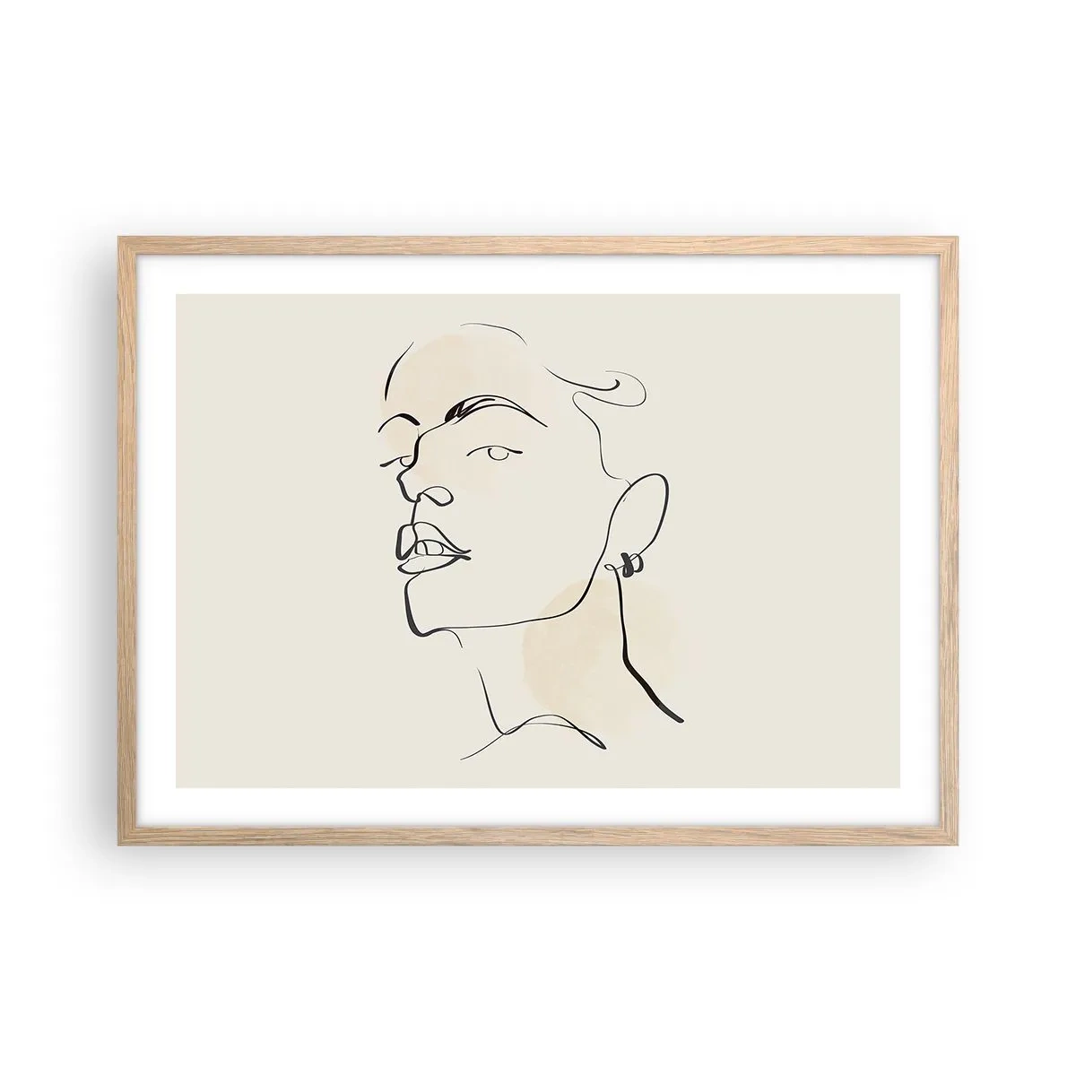 Plakat i ramme af lyst egetræ - Et stolt blik - 70x50 cm