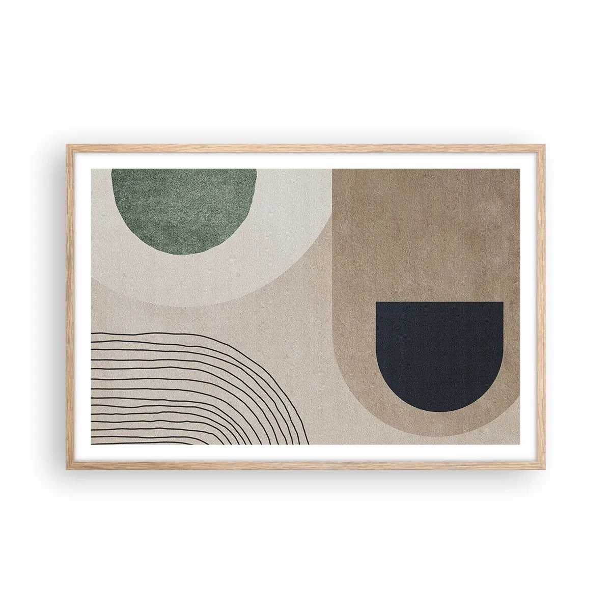 Plakat i ramme af lyst egetræ - Blidheden i en oval - 91x61 cm