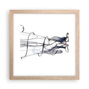 Plakat i ramme af lyst egetræ - En undersøgelse af berøring - 30x30 cm