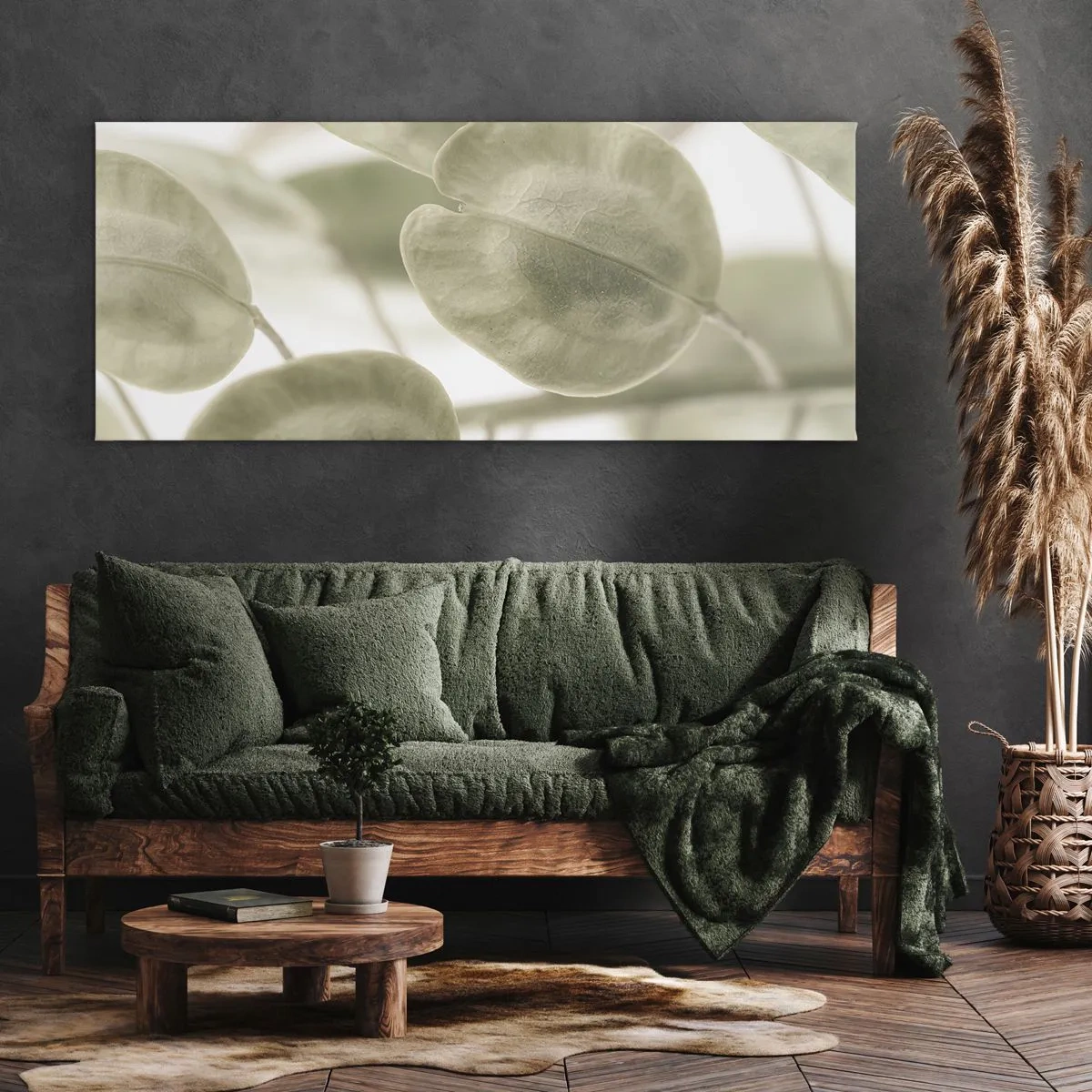 Lærredstryk - Billede på lærred - I begyndelsen var der blade... - 100x40 cm