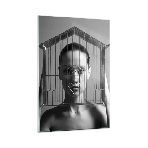 Billede på glas - Et lidt surrealistisk portræt - 80x120 cm