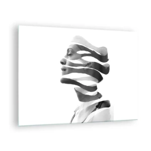 Billede på glas - Abstrakt komposition af et kvindeportræt - 70x50cm - Et surrealistisk portræt - Moderne vægdekoration til stue og soveværelse ARTTOR